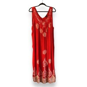NF Orange Embroidered Boho Bohemian Maxi Dress One Size